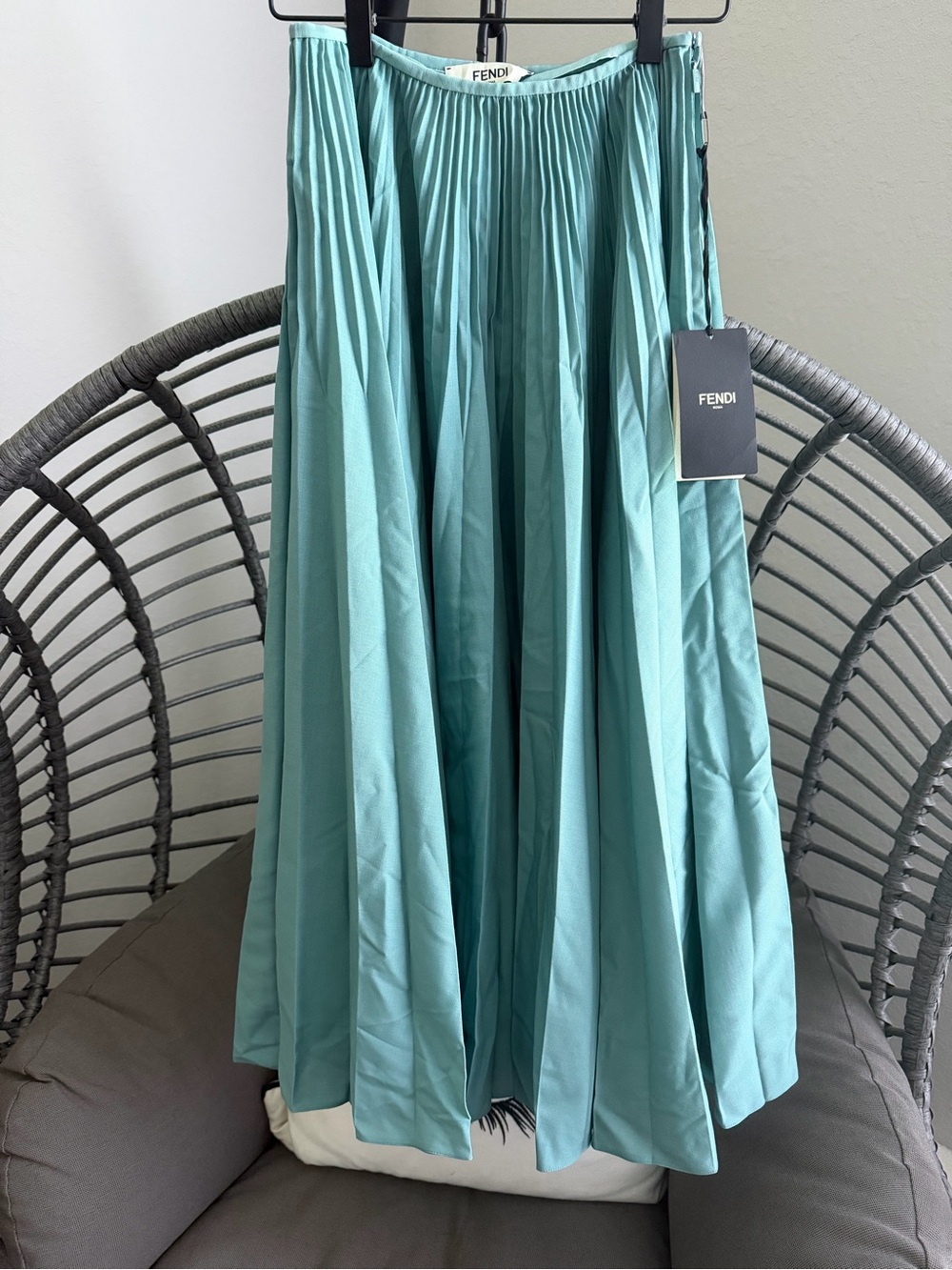 Fendi Pleated Midi Skirt in Teal 36 - Picture 5 of 5